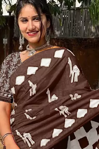 Pure cotton fancy cemal animal tranding jaipur block print sarees