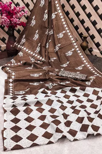Pure cotton fancy cemal animal tranding jaipur block print sarees