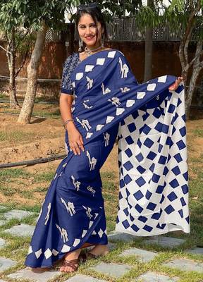 Pure cotton fancy cemal animal tranding jaipur block print sarees 1