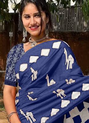 Pure cotton fancy cemal animal tranding jaipur block print sarees 2