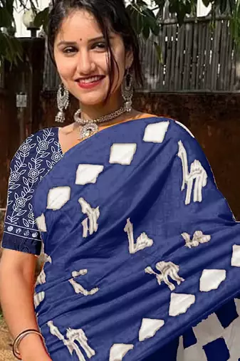 Pure cotton fancy cemal animal tranding jaipur block print sarees