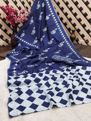 Pure cotton fancy cemal animal tranding jaipur block print sarees 4