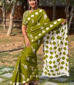 Pure cotton fancy cemal animal tranding jaipur block print sarees