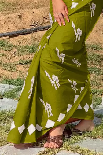 Pure cotton fancy cemal animal tranding jaipur block print sarees