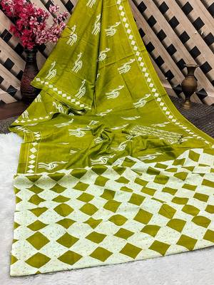 Pure cotton fancy cemal animal tranding jaipur block print sarees 4