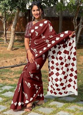 Pure cotton fancy cemal animal tranding jaipur block print sarees 1