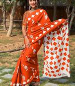 Pure cotton fancy cemal animal tranding jaipur block print sarees
