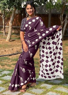 Pure cotton fancy cemal animal tranding jaipur block print sarees 1