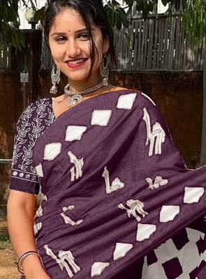 Pure cotton fancy cemal animal tranding jaipur block print sarees 2