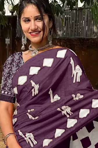 Pure cotton fancy cemal animal tranding jaipur block print sarees