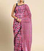Jaipur hand block ikkat print sarees