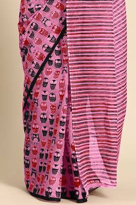 Jaipur hand block ikkat print sarees 3