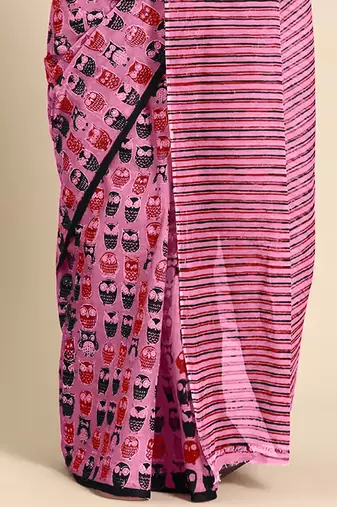 Jaipur hand block ikkat print sarees