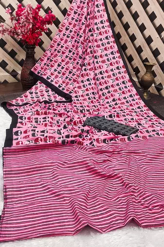 Jaipur hand block ikkat print sarees