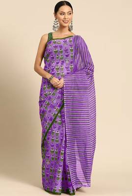 Jaipur hand block ikkat print sarees 1