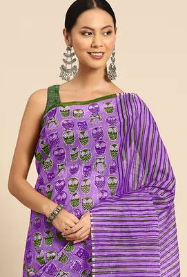 Jaipur hand block ikkat print sarees 2