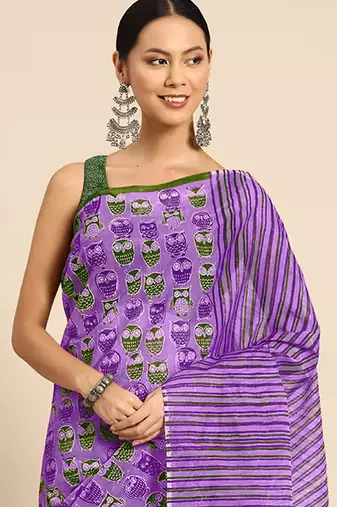 Jaipur hand block ikkat print sarees