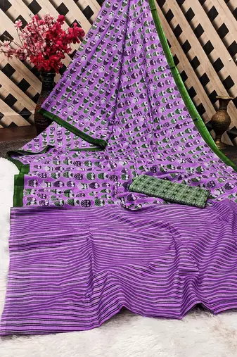 Jaipur hand block ikkat print sarees
