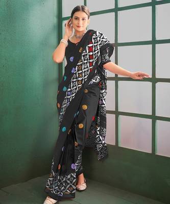 Cotton jaipur block print sarees with and blouse pice 1