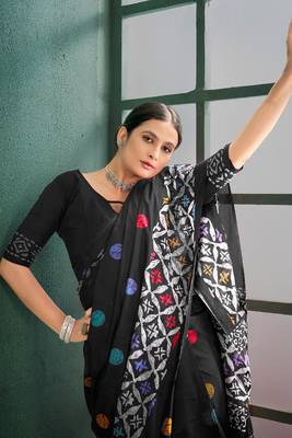 Cotton jaipur block print sarees with and blouse pice 2