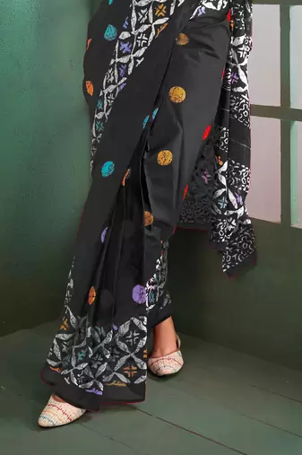 Cotton jaipur block print sarees with and blouse pice