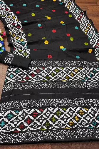 Cotton jaipur block print sarees with and blouse pice