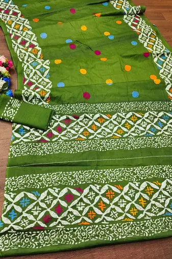 Cotton jaipur block print sarees with and blouse pice