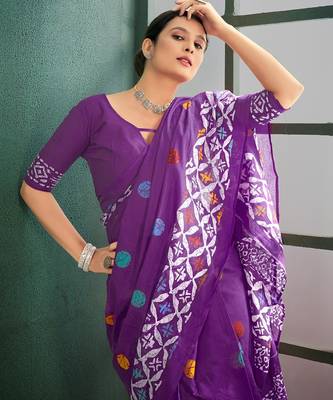 Cotton jaipur block print sarees with and blouse pice 2