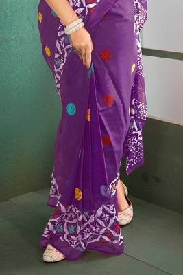 Cotton jaipur block print sarees with and blouse pice 3