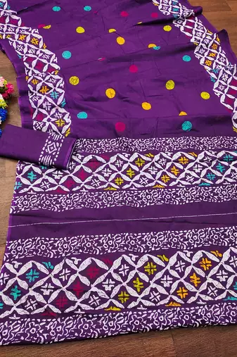 Cotton jaipur block print sarees with and blouse pice