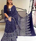 Mtr pure cotton bandhej printd sarees with blouse
