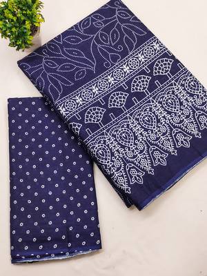 Mtr pure cotton bandhej printd sarees with blouse 4