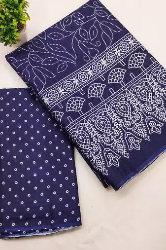 Mtr pure cotton bandhej printd sarees with blouse