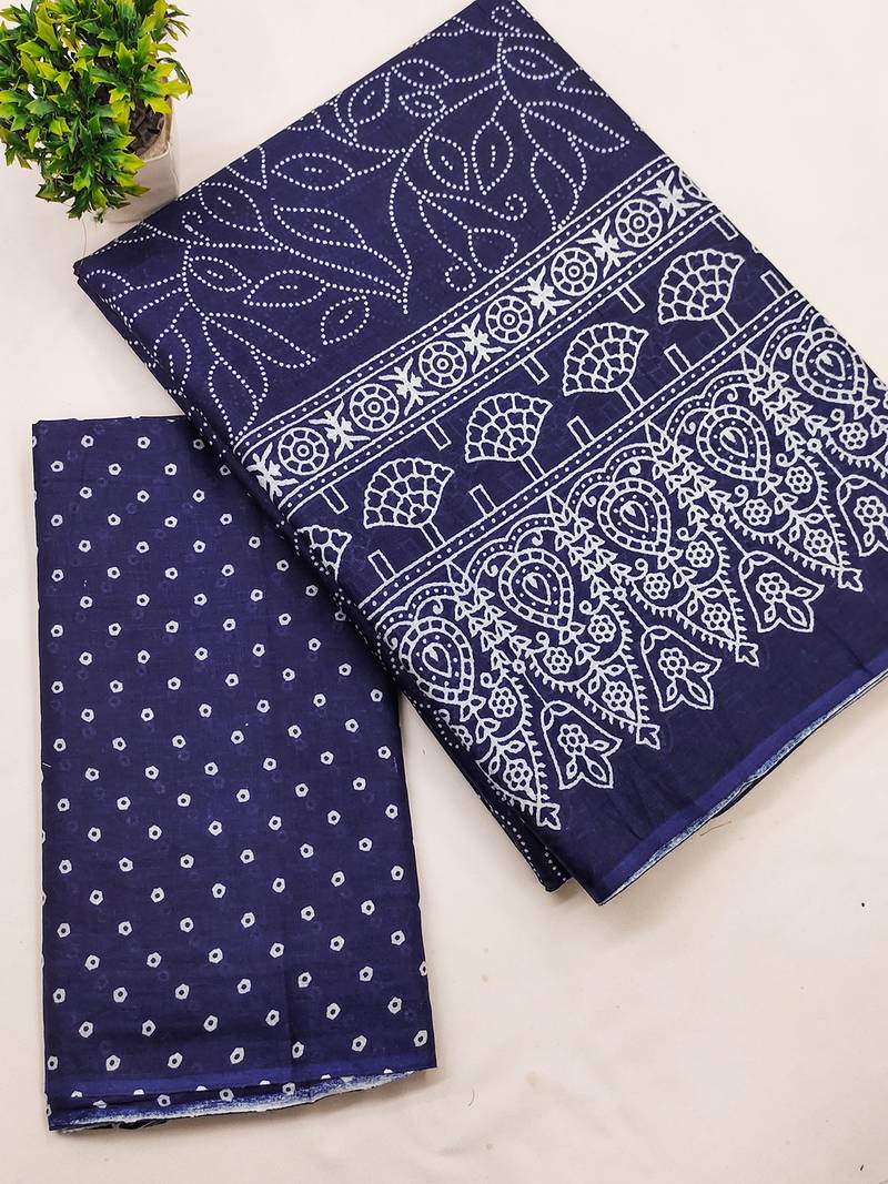 Mtr pure cotton bandhej printd sarees with blouse