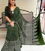 Mtr pure cotton bandhej printd sarees with blouse
