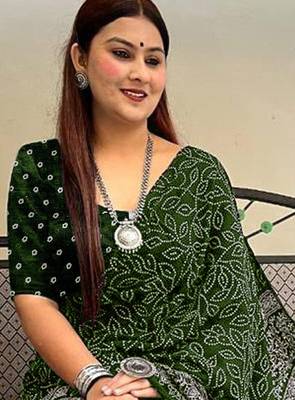Mtr pure cotton bandhej printd sarees with blouse 2