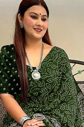 Mtr pure cotton bandhej printd sarees with blouse