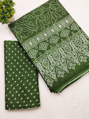 Mtr pure cotton bandhej printd sarees with blouse 4