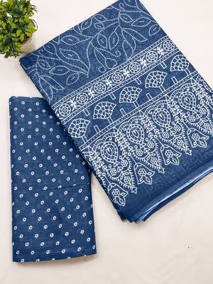 Mtr pure cotton bandhej printd sarees with blouse 4