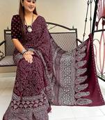 Mtr pure cotton bandhej printd sarees with blouse