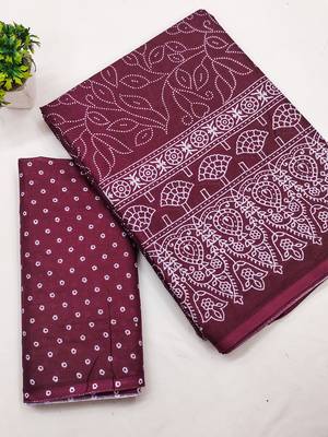 Mtr pure cotton bandhej printd sarees with blouse 4