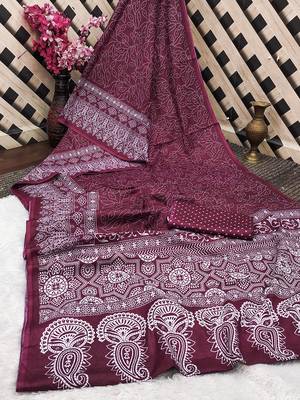 Mtr pure cotton bandhej printd sarees with blouse 5