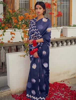 Pure cotton fancy bagru print sarees with blouse pice* 1