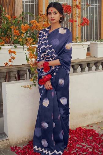 Pure cotton fancy bagru print sarees with blouse pice*