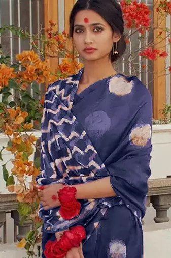 Pure cotton fancy bagru print sarees with blouse pice*