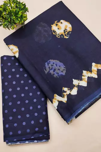 Pure cotton fancy bagru print sarees with blouse pice*