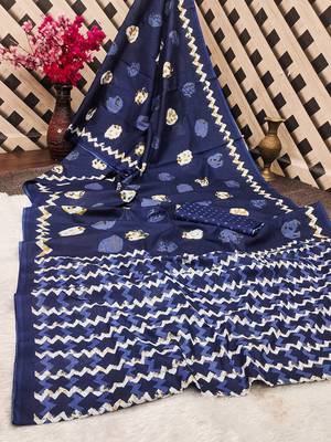 Pure cotton fancy bagru print sarees with blouse pice* 5