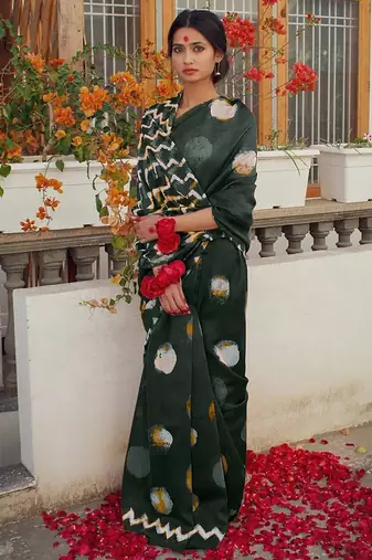 Pure cotton fancy bagru print sarees with blouse pice*