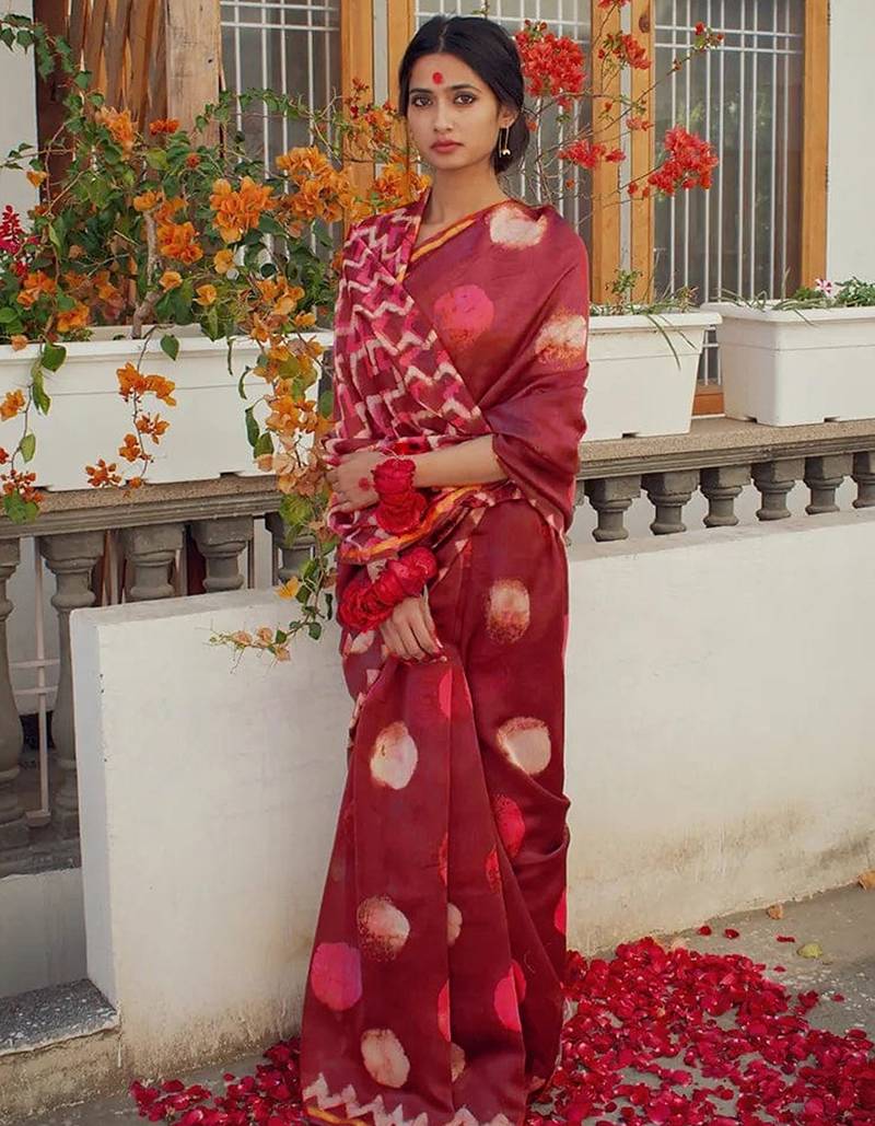 Pure cotton fancy bagru print sarees with blouse pice*