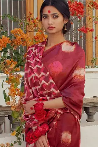 Pure cotton fancy bagru print sarees with blouse pice*